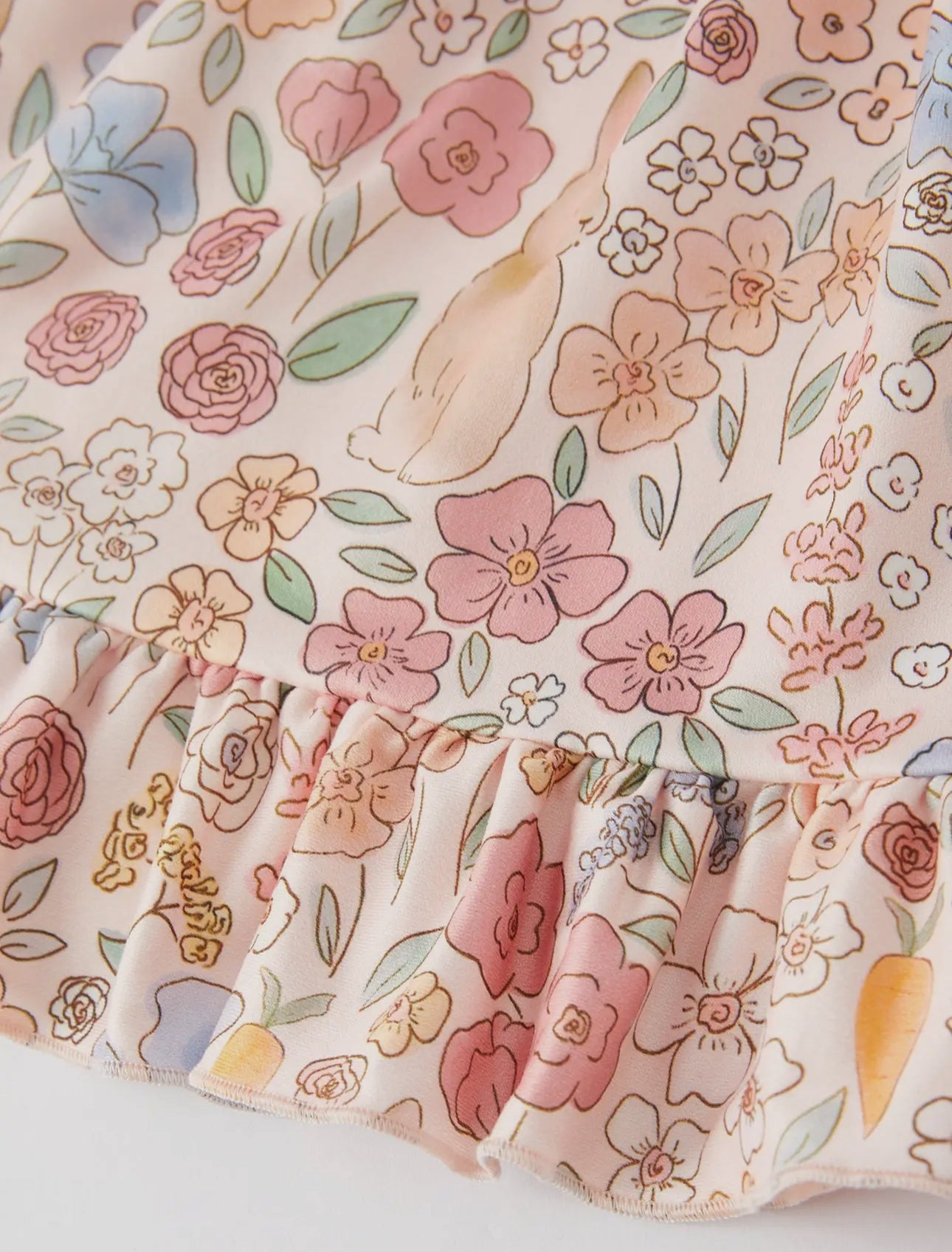 Easter Bunny Floral Puff Sleeve Twirl