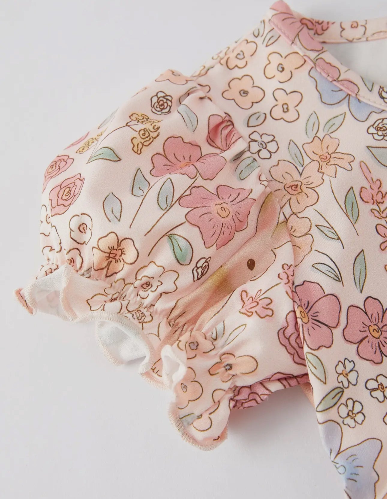 Easter Bunny Floral Puff Sleeve Twirl