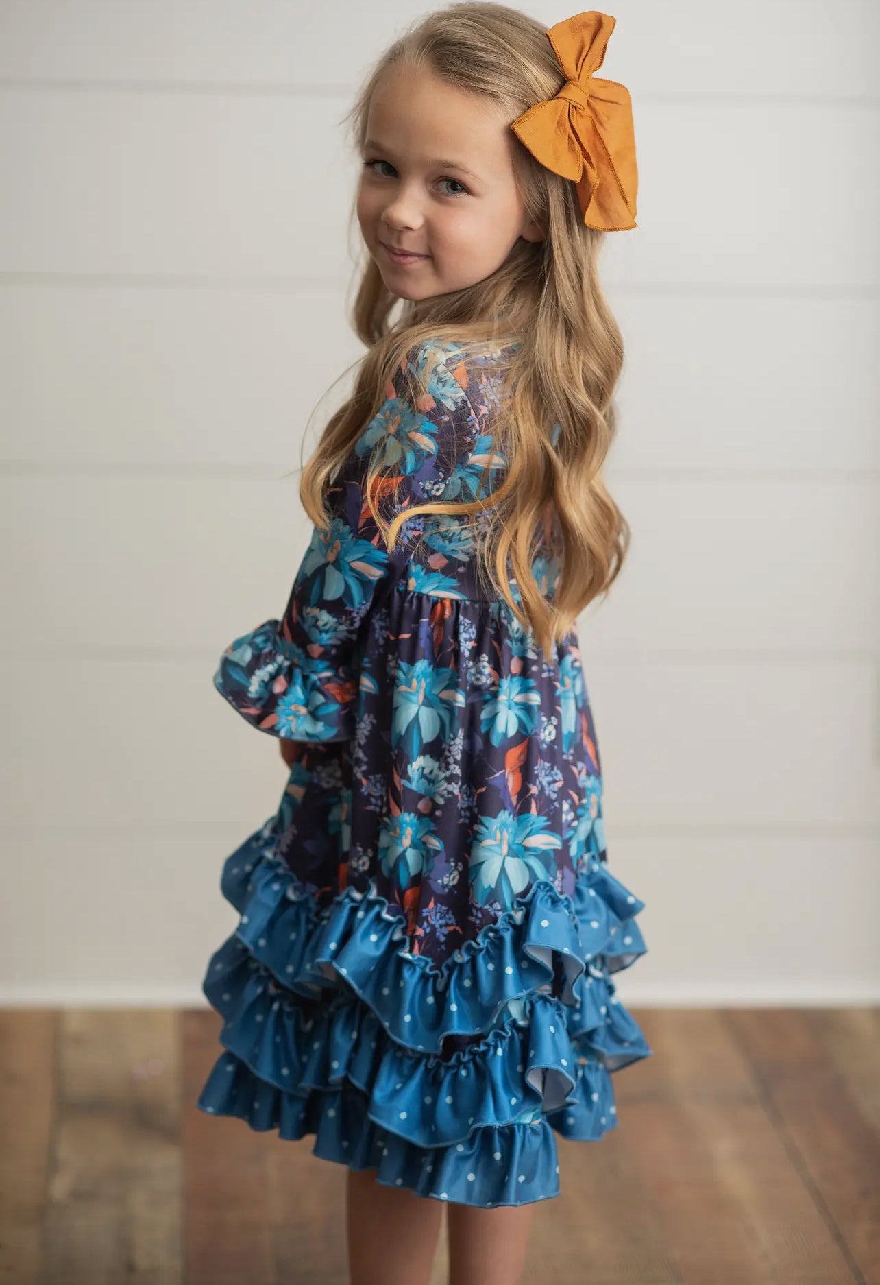 Teal + Dot Ruffle Dress