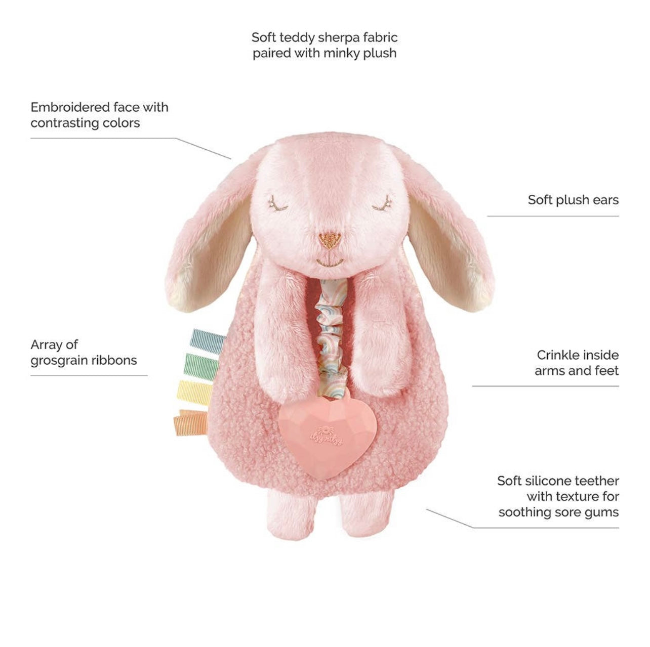 Itzy Love Bunny Plush with Teether Toy