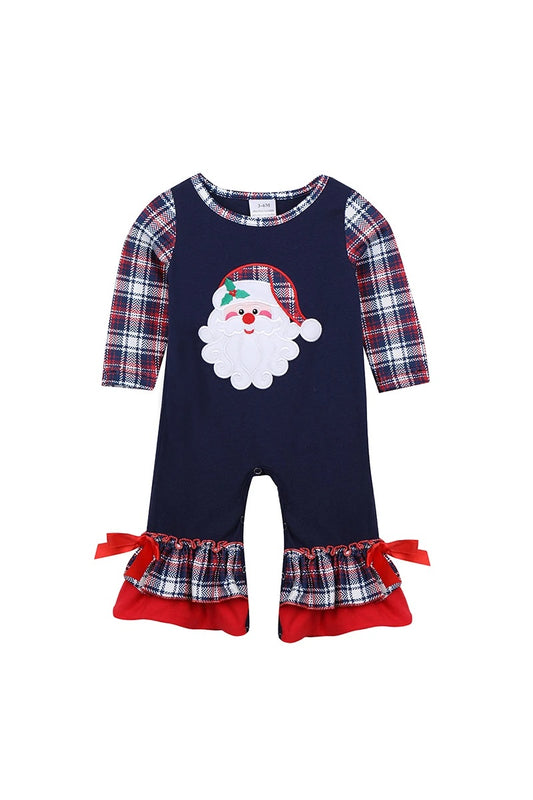Ruffle plaid Santa romper