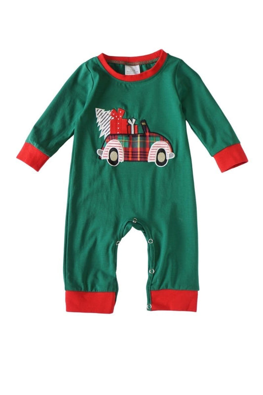 Boys Christmas Car Appliqué Romper