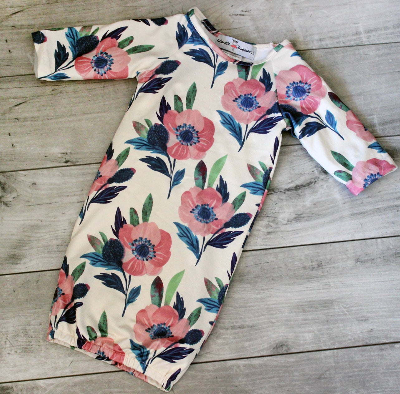 Pink Flowers Gown & Headband set
