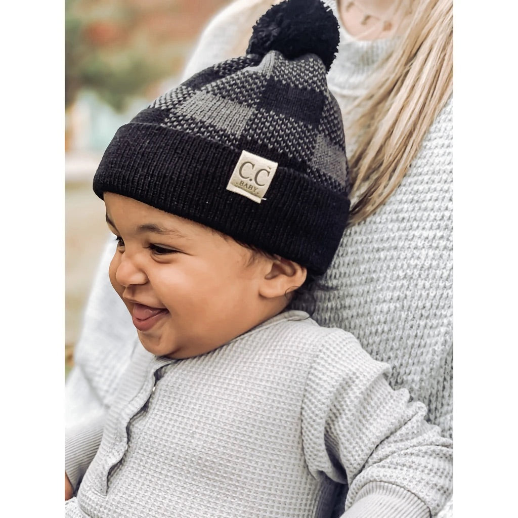 C.C Beanie: Baby Buffalo Plaid Grey/Black
