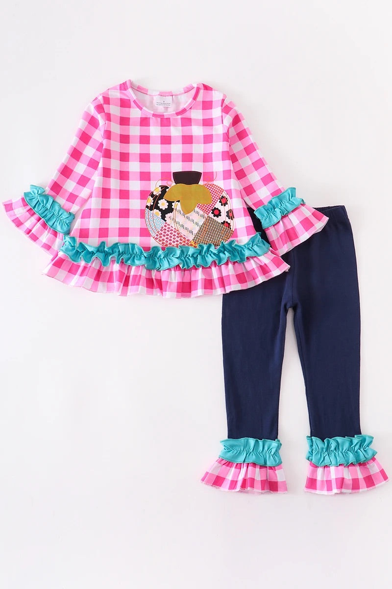Pink Gingham Pumpkin Pant set
