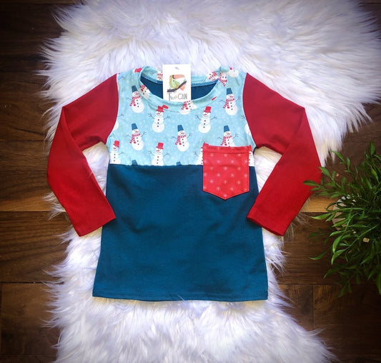 Snowman Family Boys Pocket Tee