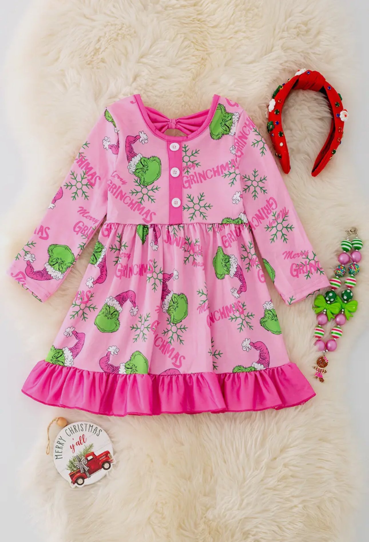 Pink Grinch Twirl Dress