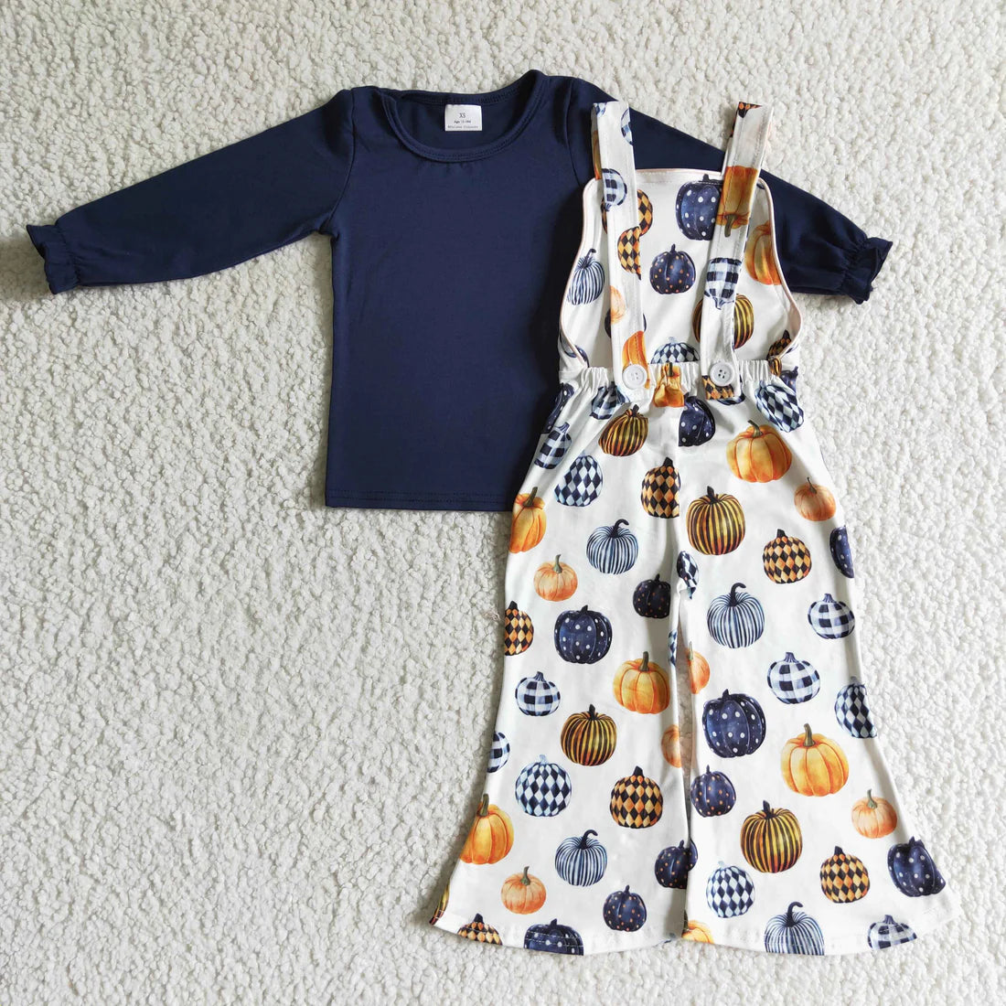 Navy Pumpkin Overall Set