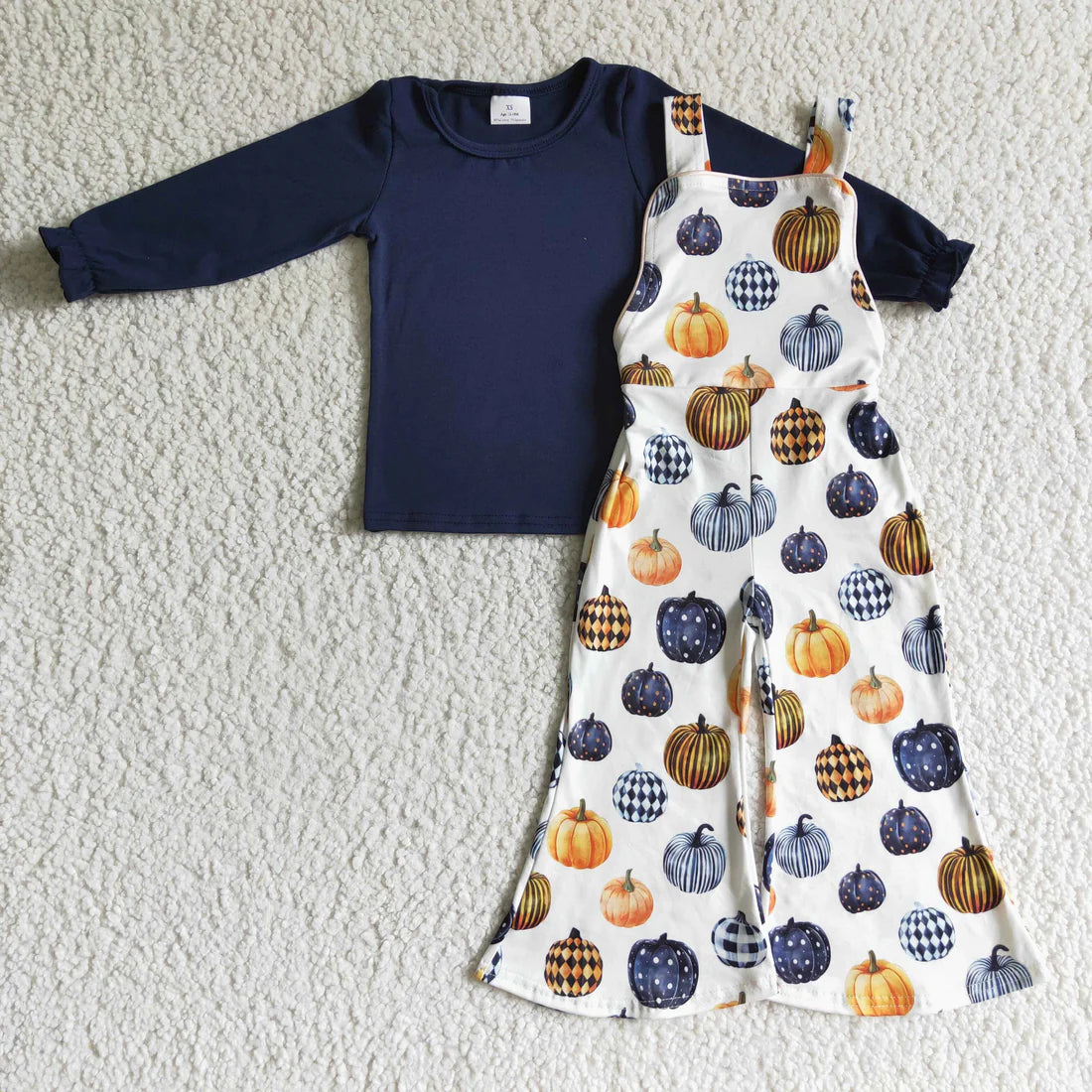 Navy Pumpkin Overall Set