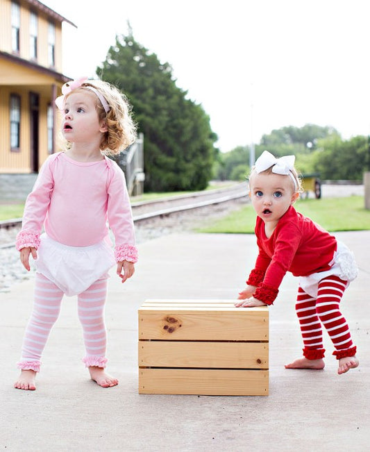 RuffleButts:Pink Stripe Footless Tights