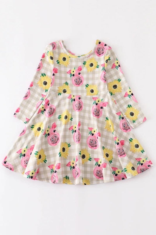 Sunflowers + Piggy Twirl Dress
