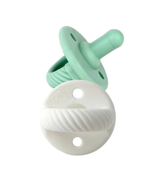 Sweetie Soother™ - 0-6m Pacifier 2-Pack Green & White Cables