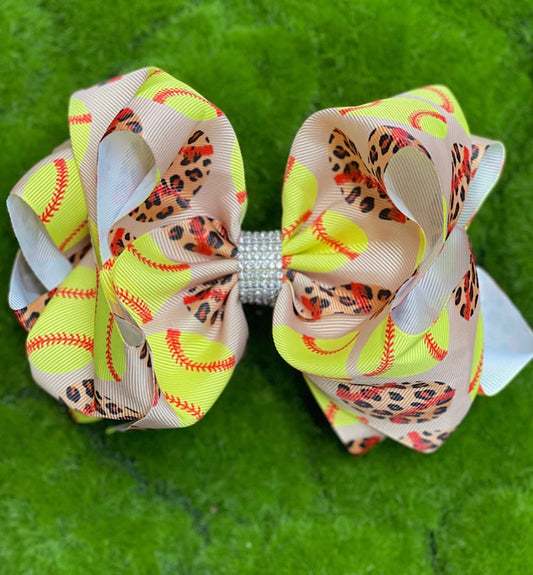 Softball Double Layer Bling Bow