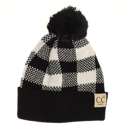 C.C Beanie: Baby Buffalo Plaid White/Black