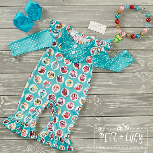 Vibrant Owl- Girl's Infant Romper