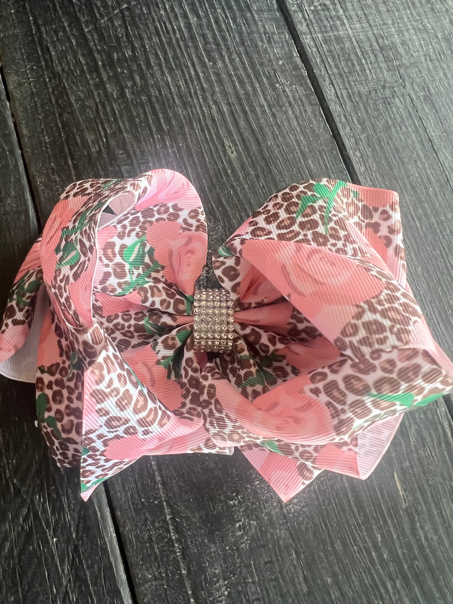 Rose & Leopard Bling Bow