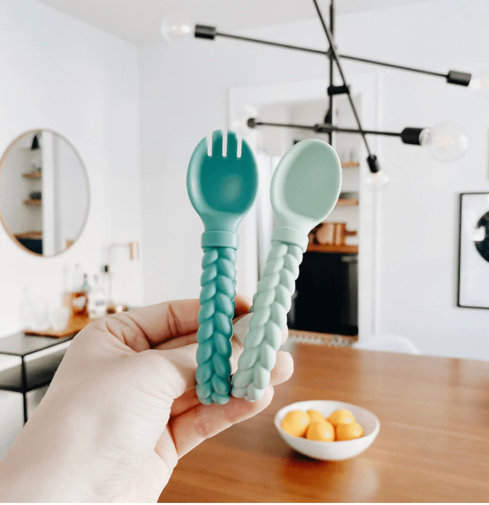 Sweetie Spoons™ - Silicone Baby Fork + Spoon Set