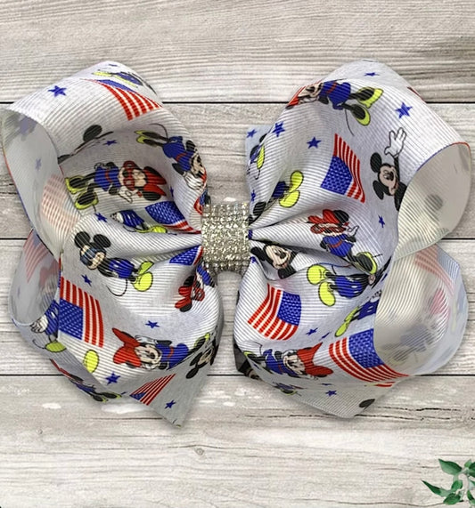 Patriotic Mickey Bling Bow