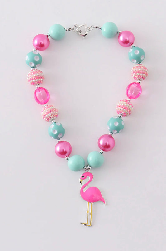 Teal Flamingo Bubblegum Necklace