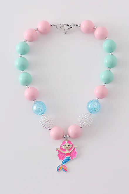 Teal Mermaid Bubblegum Necklace