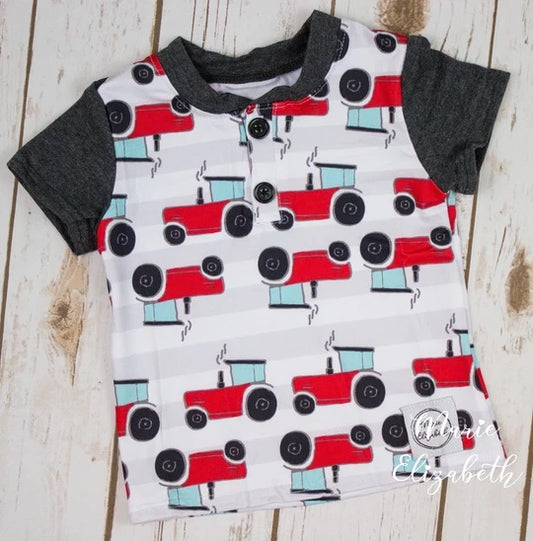 Vintage Red Tractor Henley