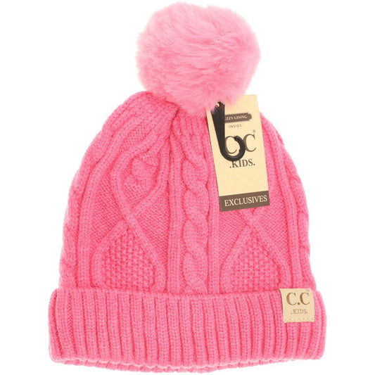 C.C Kids Matching Fur Pom Beanie: NEW CANDY PINK