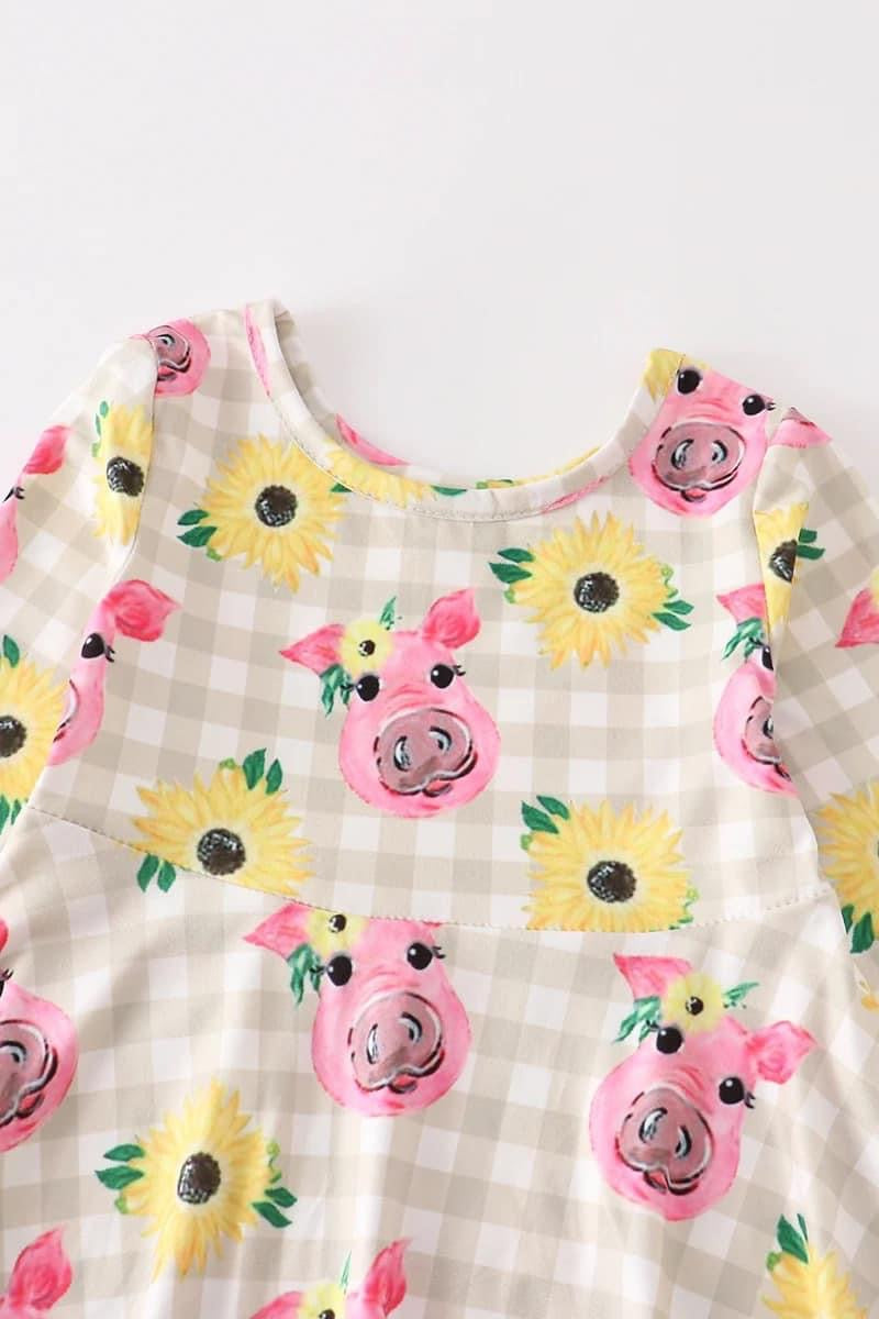 Sunflowers + Piggy Twirl Dress