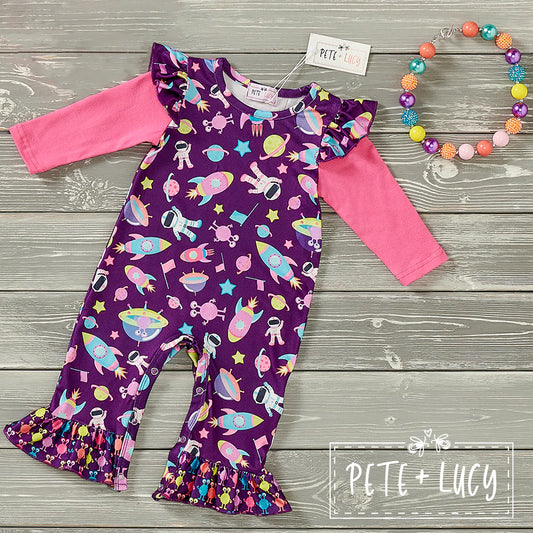 Colorful Space- Girl's Infant Romper