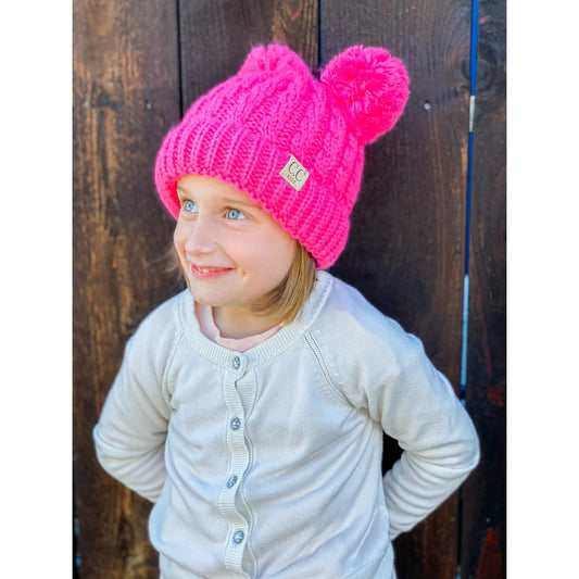 C.C Kids Solid Double Pom: Raspberry Hot Pink