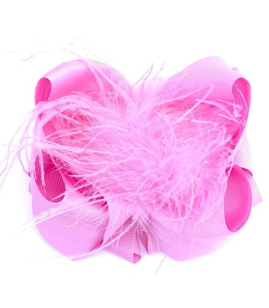 Premium Tulip Pink 7.5” clip Bow