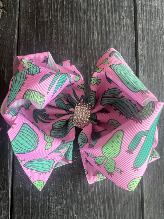 Pink Cactus Bling Bow