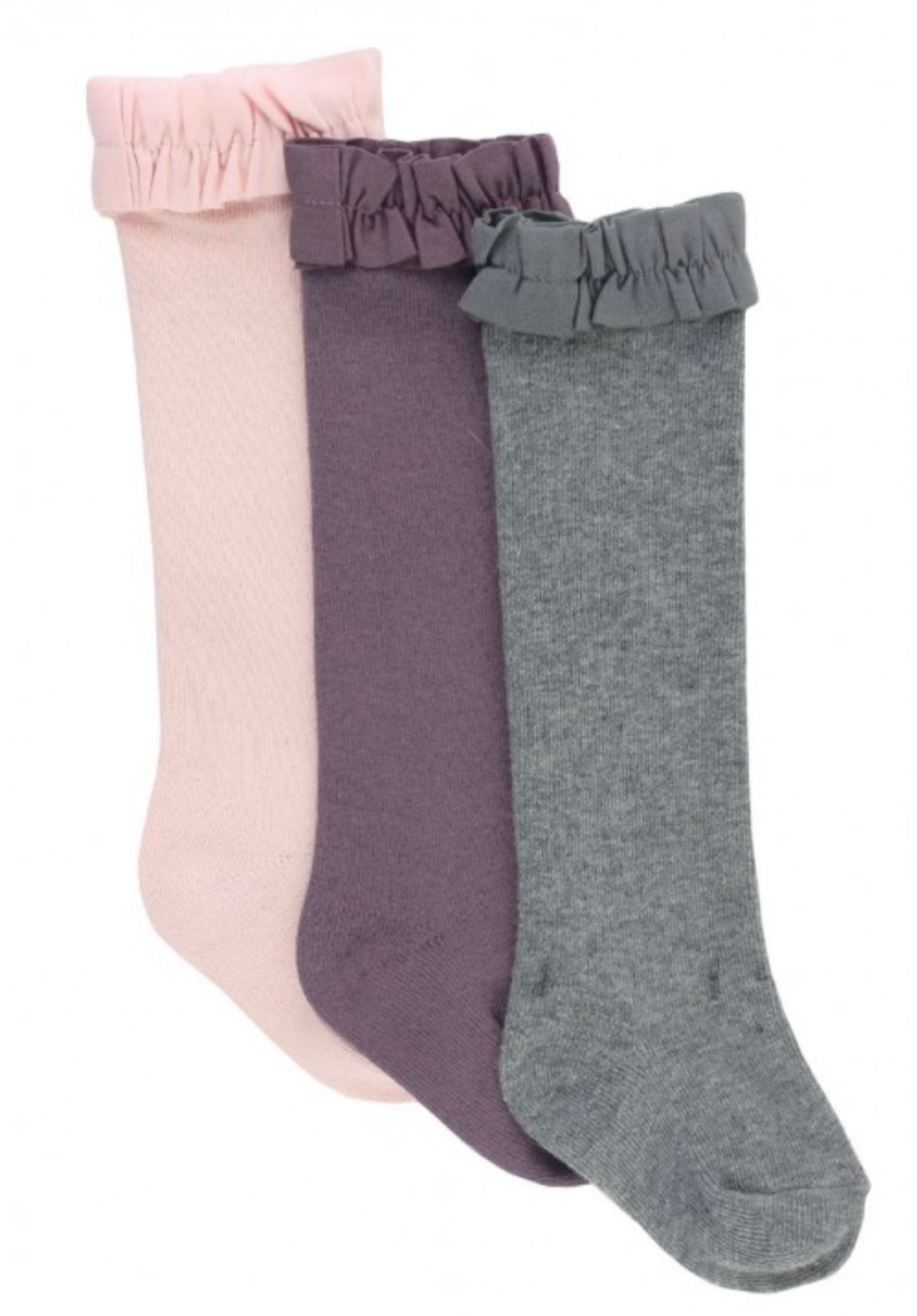 3-Pk Knee High Socks (purple, ballet pink, charcoal)