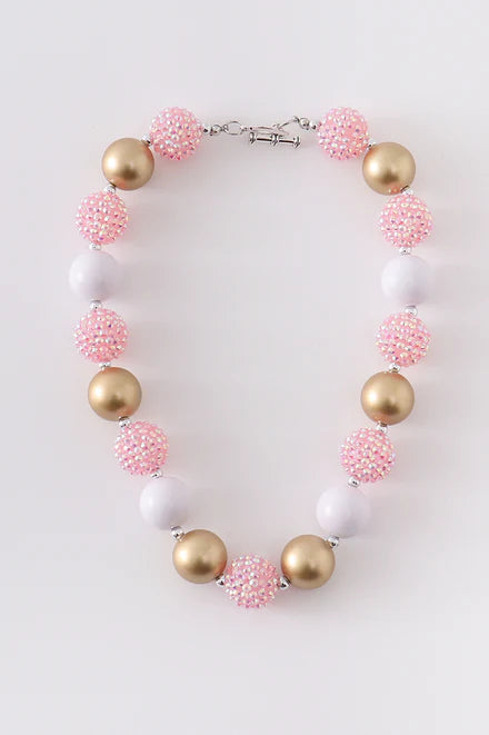 Pink + Gold Bubblegum Necklace