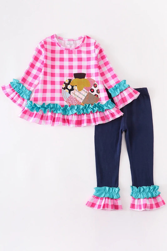 Pink Gingham Pumpkin Pant set