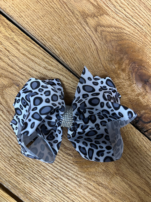 White Leopard Bling Bow