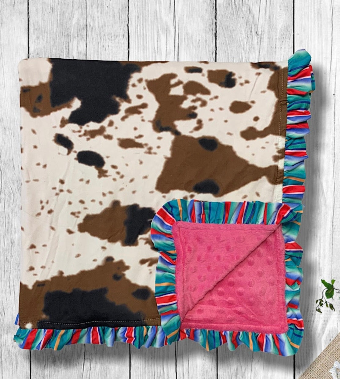 Cowhide Minky Blanket: Multi-Colored