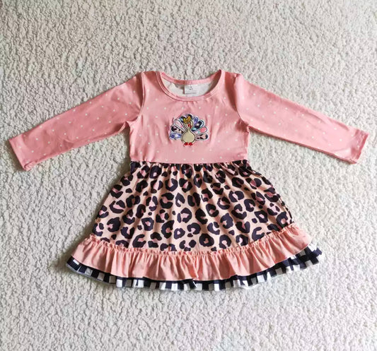 Embroidered Turkey Leopard Dress